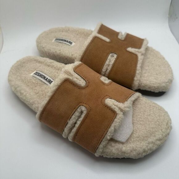 CUSHIONAIRE Women's Cuddle Fur Faux Shearling lined slide sandal +Memory Foam 8 - Picture 1 of 7